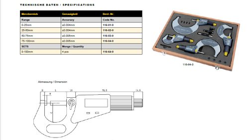 ASIMETO Digitális külső mikrométer 50-75mm/2-3"